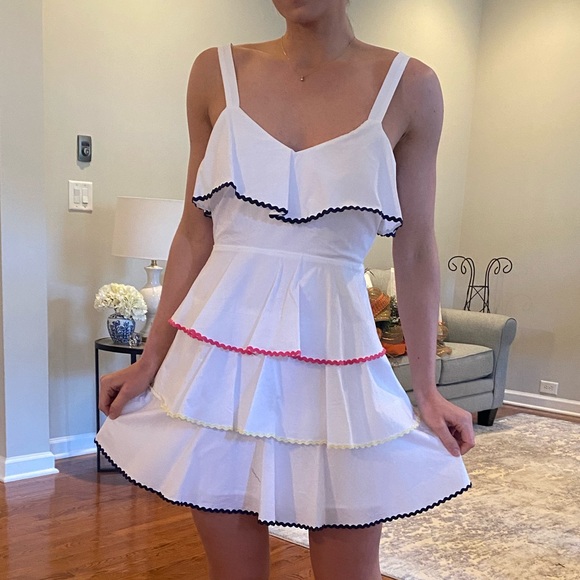 White Mini Ruffle WAYF dress